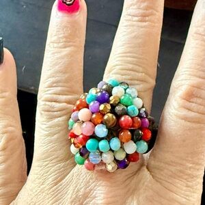 💍📿Handmade Vibrant Multicolor Beaded Ring📿💍